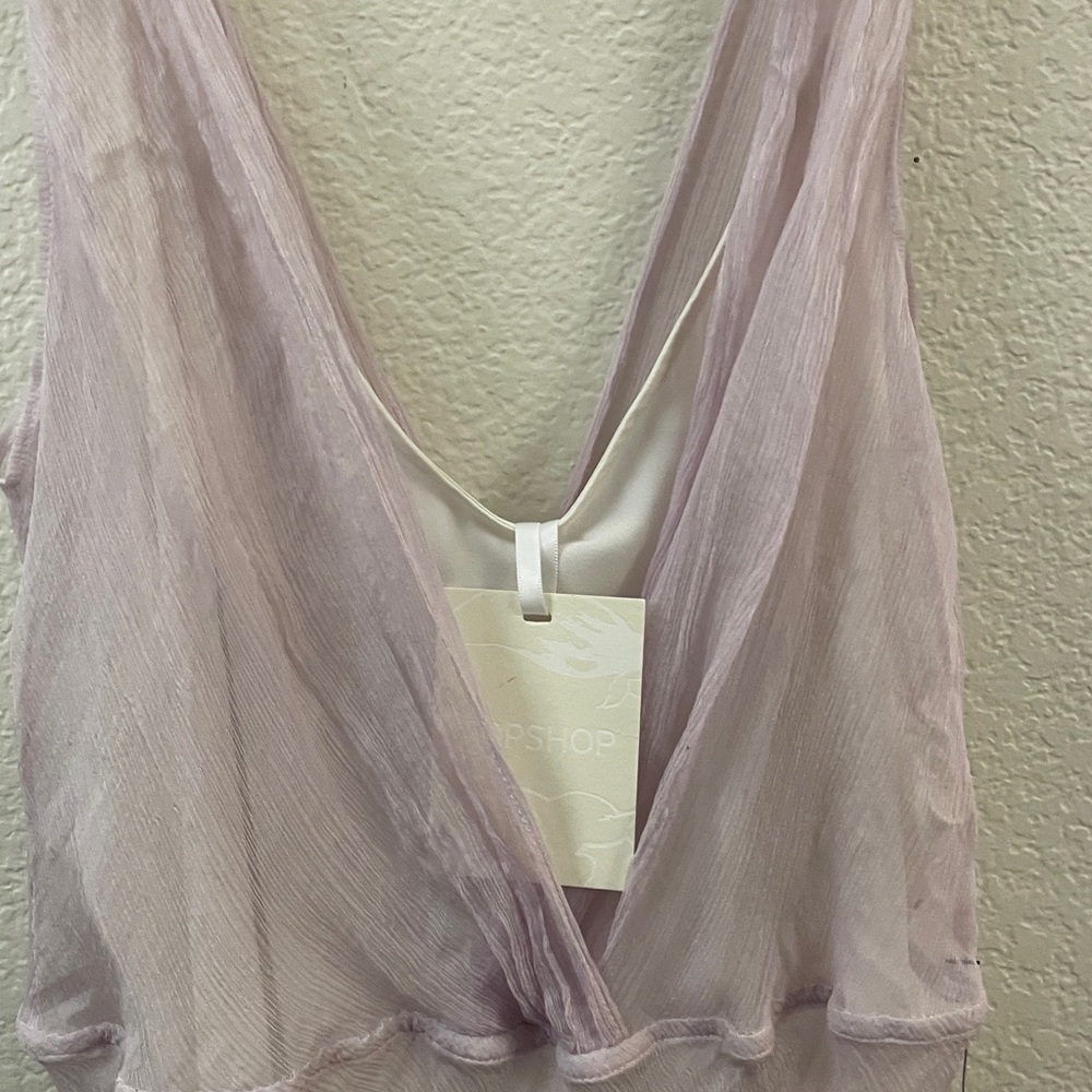 Top Shop Sheer Lavender 100% silk maxi dress romantic delicate fairy Sz 10 - Picture 2 of 7